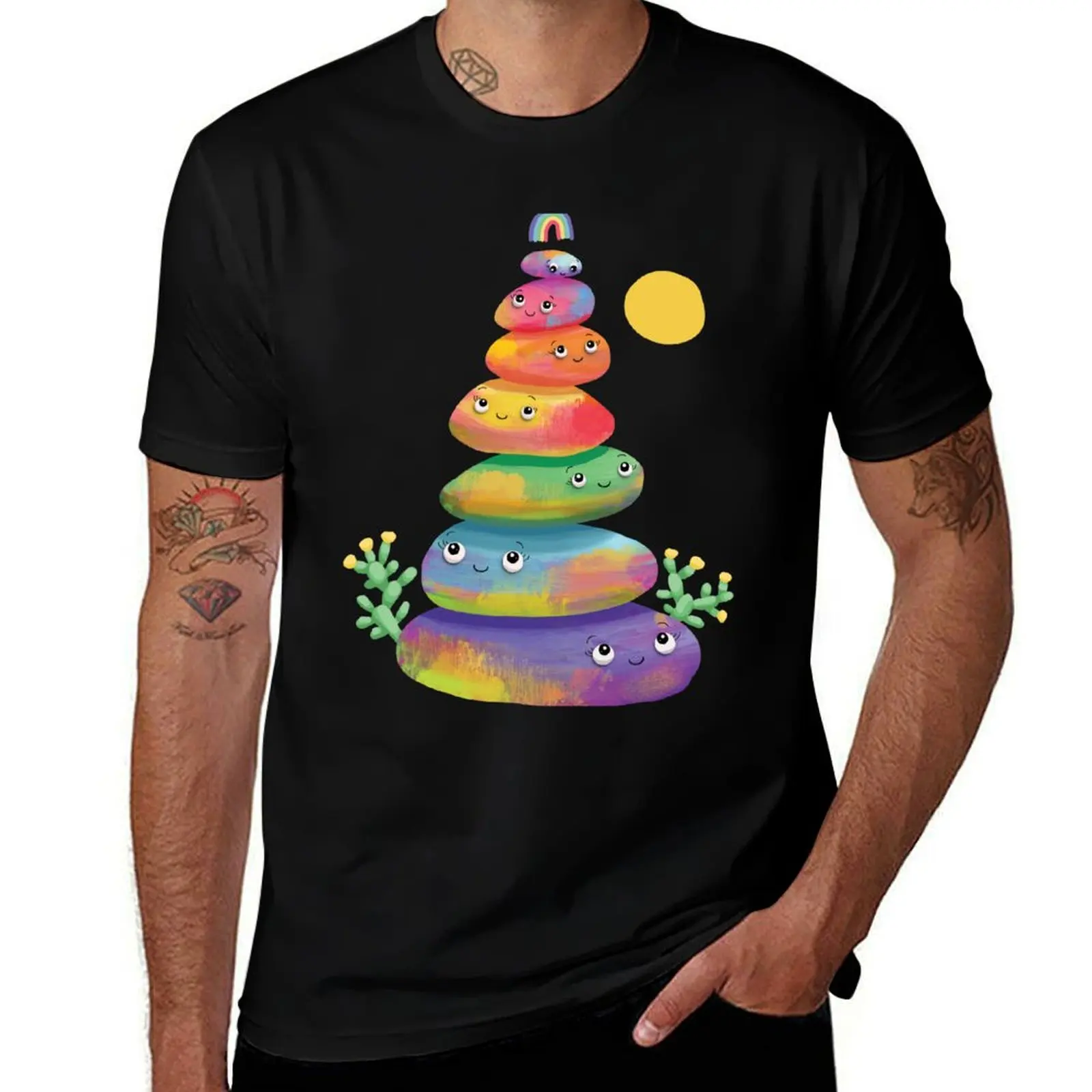 Rainbow Stone Stack T-Shirt man t shirt graphic T-Shirt