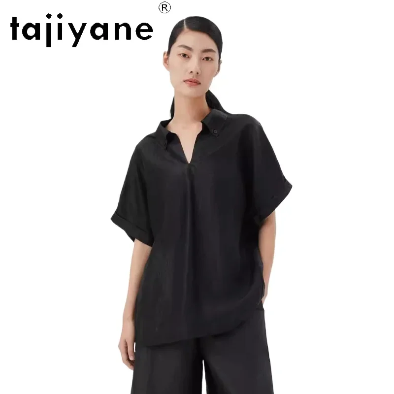 TAJIYANE 100% Real Mulberry Silk T Shirts for Woman Elegant Summer New Casual Tops Chinese Style Women Clothing Футболка 2024