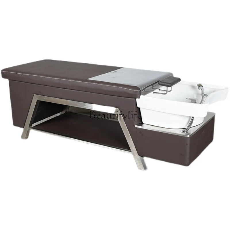 

Barber Shop Shampoo Bed Ceramic Basin Hair Salon Thai Style Flat Lying Massage Head Therapy Hair Care Beauty Bed