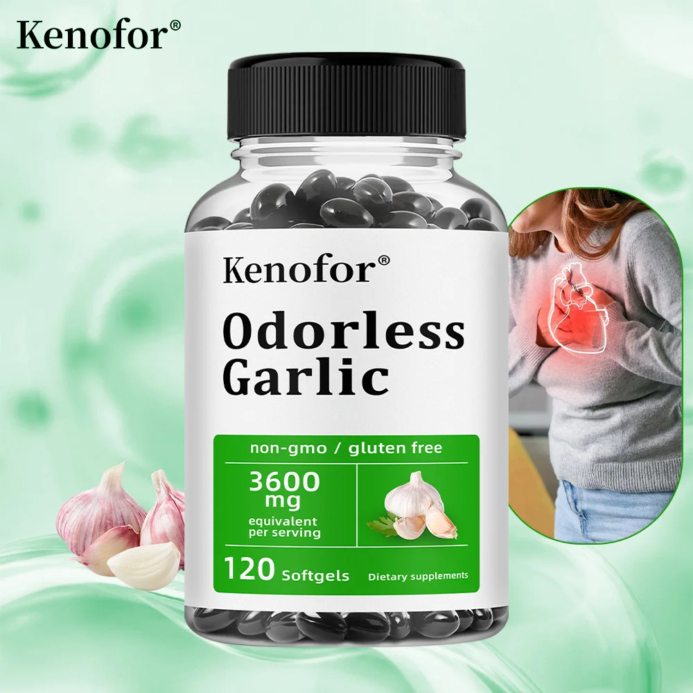 

Garlic Oil Capsules - 3600 Mg, Supports Heart and Cardiovascular Health, Helps Maintain Cholesterol Levels, and Boosts Immunity