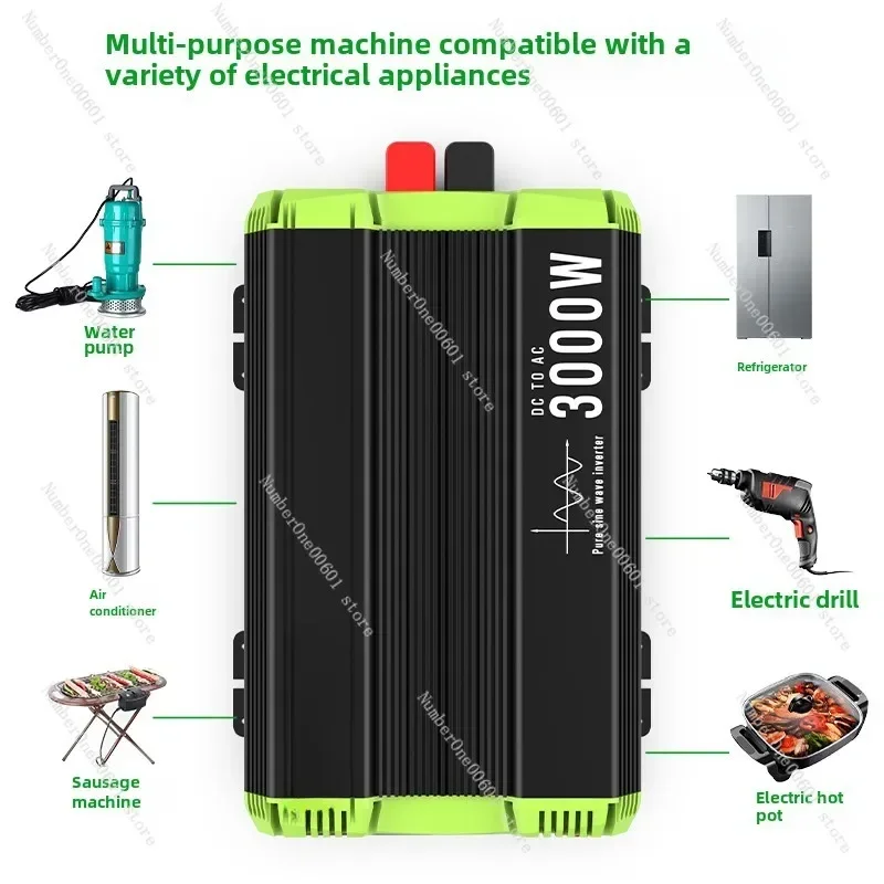 Electronically Pure Sine Wave Inverter 12V24V To 220V High Power Vehicle 3000W Converter