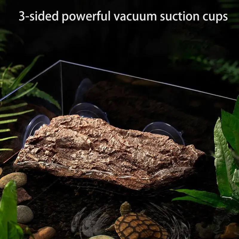 Turtle Platform Tortoise Reptiles Dock Basking Platform Rock Landscaping Decoration Strong Suction Cups Aquarium Ornament Turtle