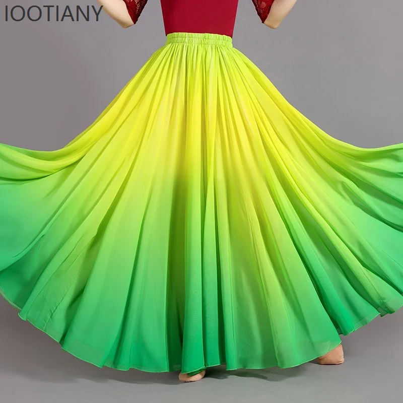 IOOTIANY falda de baile Flamenco degradado Multicolor falda de baile para actuación en escenario de danza clásica para mujer falda 720 ropa 2025