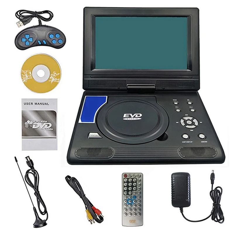 

US Plug 9.8Inch Portable Mobile DVD EVD HD Player Supports Games Built-In 3D Sound Processing Supports FM Radio Function