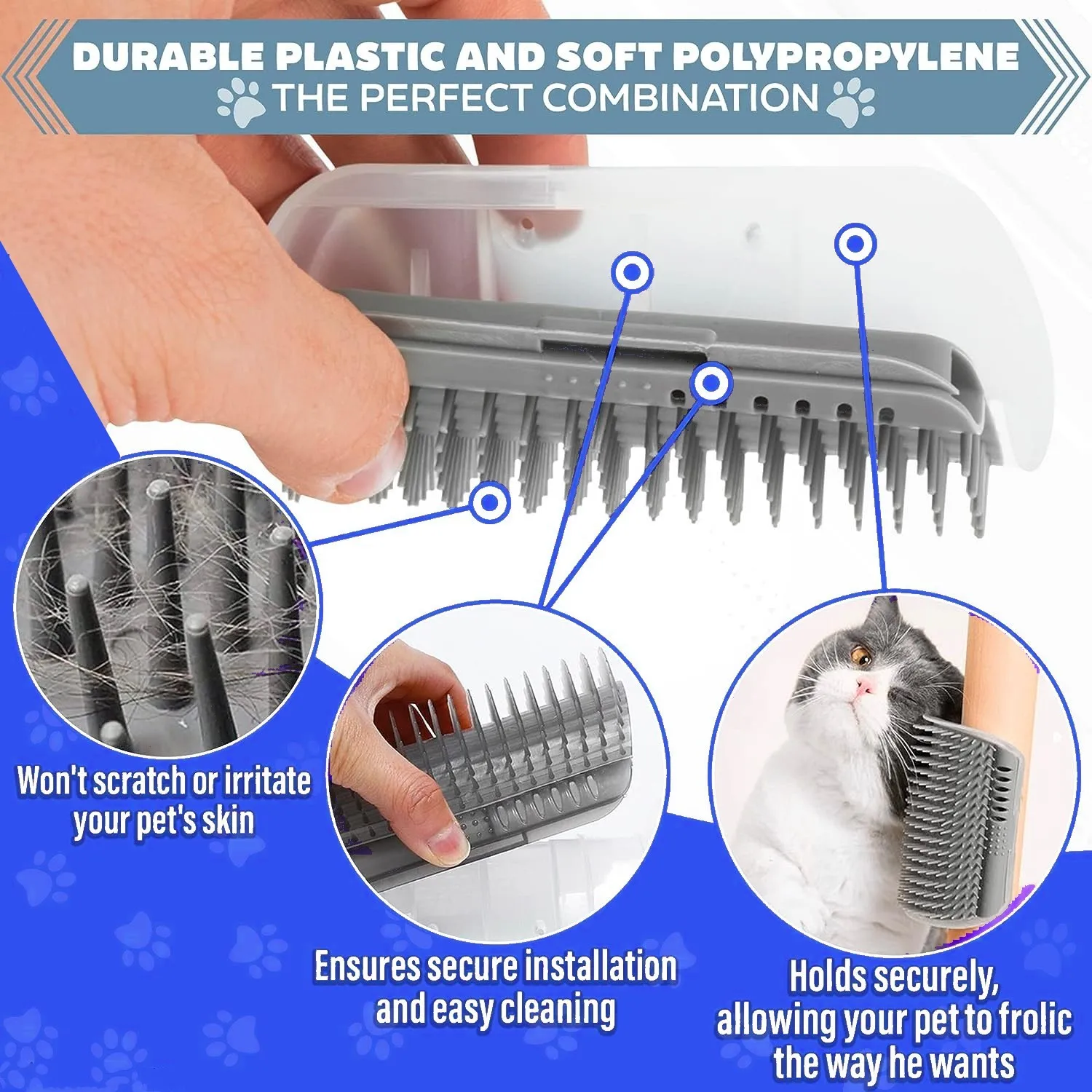 Szczotka do samodzielnego pielęgnowania kota, do narożników ścian, drapak do podbródka, miękka gumowa szczotka do masażu twarzy kociąt z kocimiętką, do narożników płaskich, do trzymania w ręce.