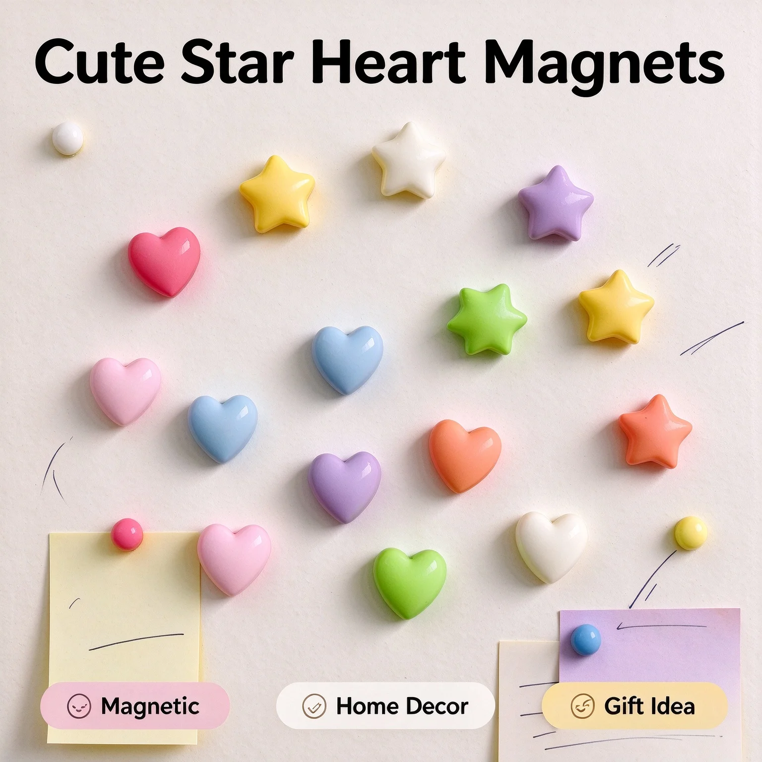 Creative Fridge Magnet Set Cute Decorative Magnetic Stickers for Photos Notes Memo Board Home Kitchen Office Decor