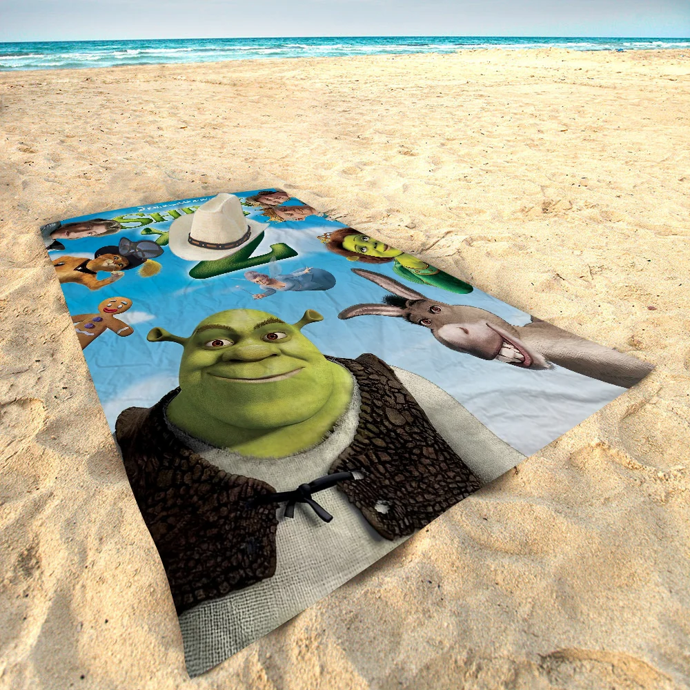 Cartoon Funny S-Shrek Beach Towels Shower Towel Sauna Travel Spa Microfiber Quick Dry Gym Accessories Cute Room Decor