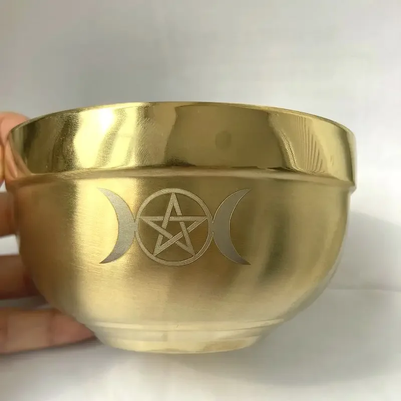 Ritual bowl tarot pentagrama Acero inoxidable chapado en oro/vajilla ceremonia noon adivinación astrológica herramienta juego de mesa