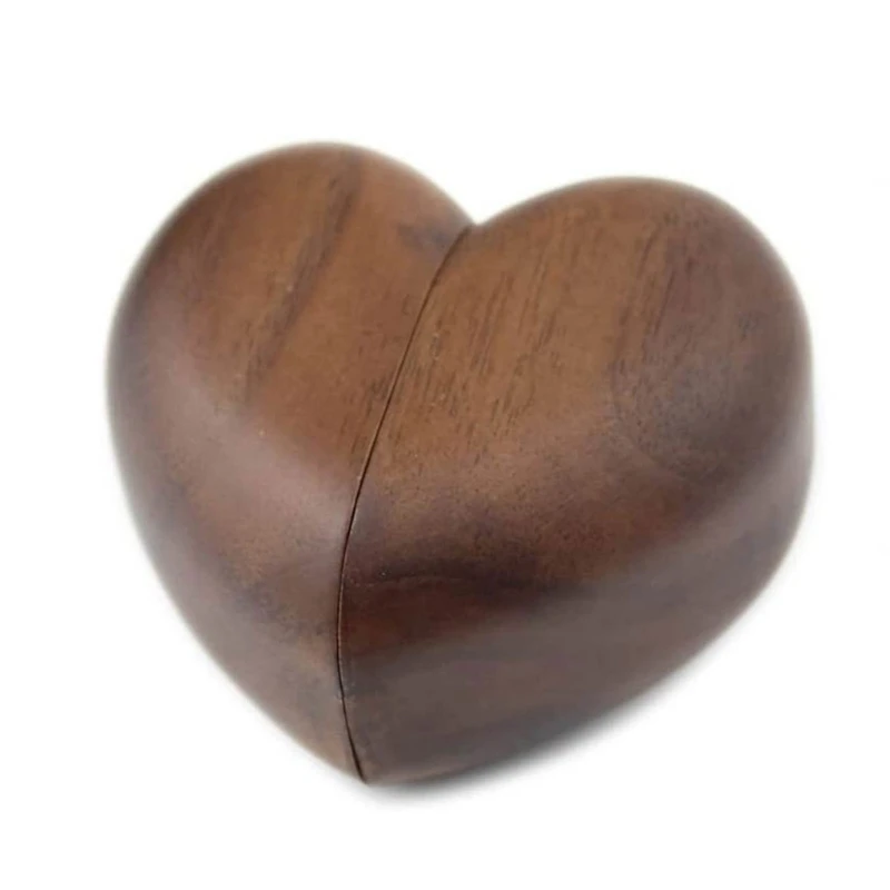 Elegant Heart Shaped Walnut Wood Jewelry Box for Engagements Wedding Anniversaries Travel Jewelry Box Heart Rings Holder