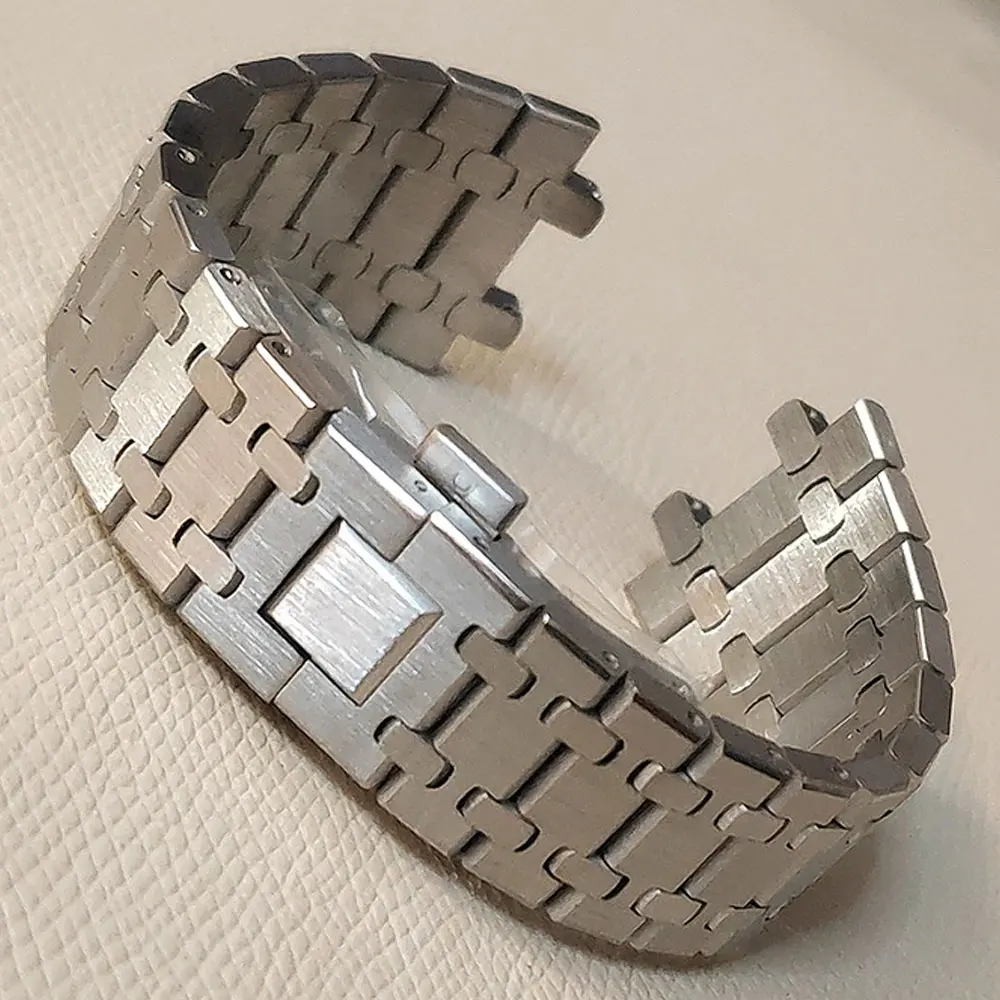 

Watchband 21mm 26mm Men Women Full Stainless Steel Bracelet For AP ROYAL OAK 15400 26331 15500 Watch Strap Folding Buckle