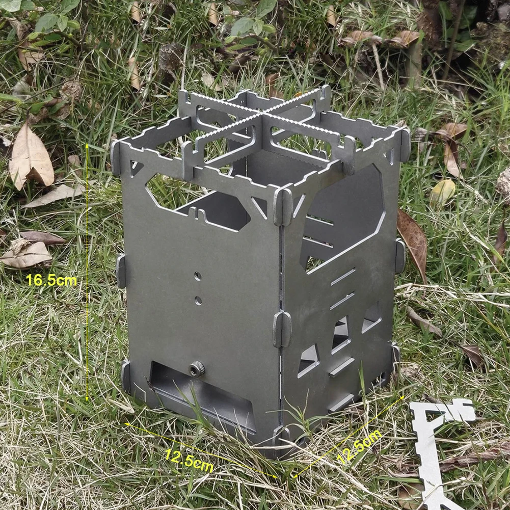 

Titanium Wood Stove Multi-Layer Adjustable Fire Alcohol Stove Lightweight for Outdoor Camping BBQs Tea Brewing