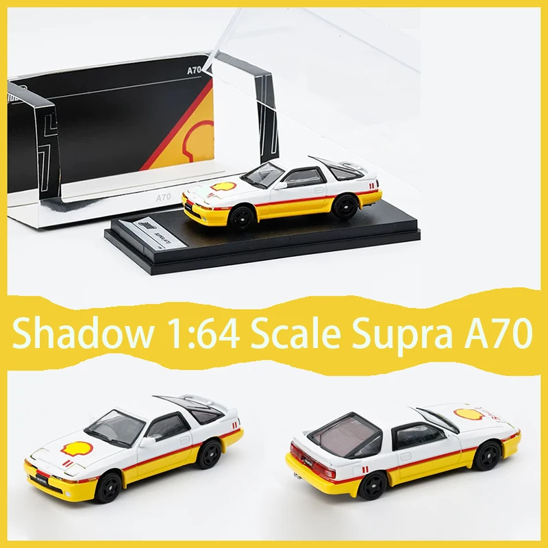 Shadow Diecast 1:64 Scale Supra A70 Yellow and White Alloy Simulation Car Model Static Decoration Collectibles Gift Toys