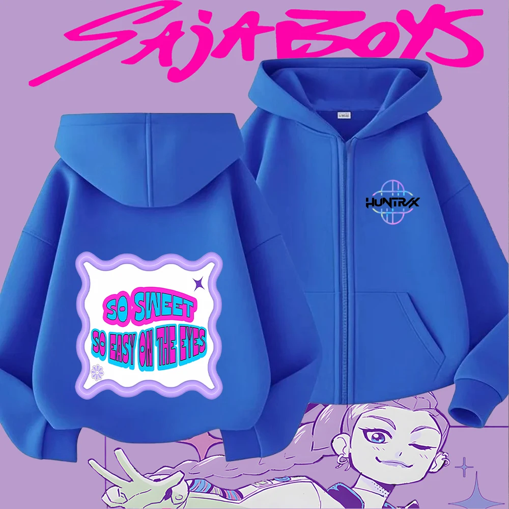 سترة بغطاء للرأس بسحاب للأطفال مع طباعة شخصية كرتونية لطيفة ذات شعر أرجواني، سترة كاجوال أنيقة للأولاد والبنات، مريحة