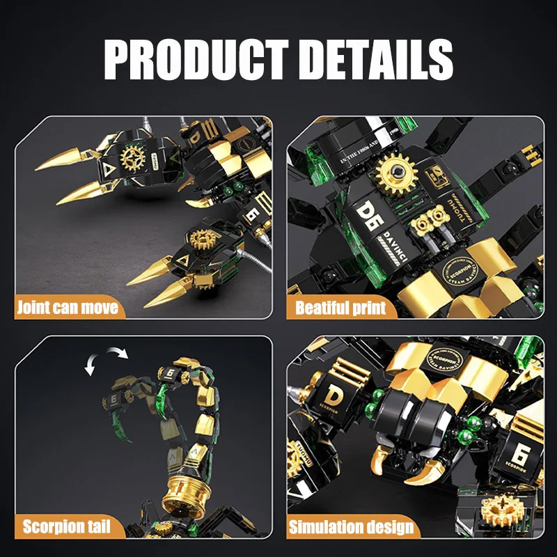 MOC 502pcs Steam Mechanical Scorpion Model Building Blocks Bricks Creative DIY Mechanical Insects Toys For Children Boys Gifts