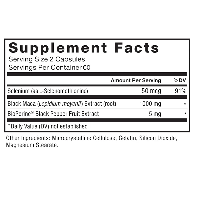 Black Maca Capsules -  Energy, Muscle Strength, Athletic Performance & Overall Wellness