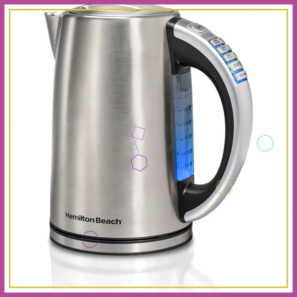 

1.7L Stainless Steel Electric Kettle, Fast Boiling 1500W, Cordless with Auto-Shutoff and Boil-Dry Protection