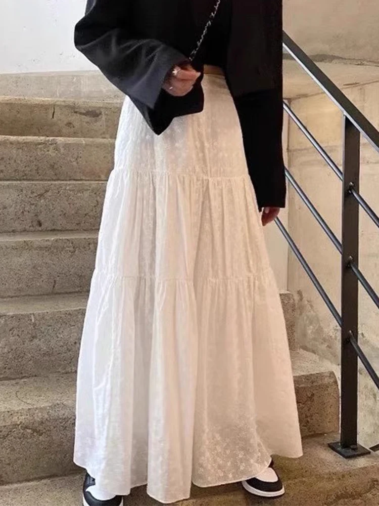 

Ele Spring Gentle Embroidered Floral Design High Waist Slimming A-Line Midi Skirt Long Skirt Women's Faion Commute