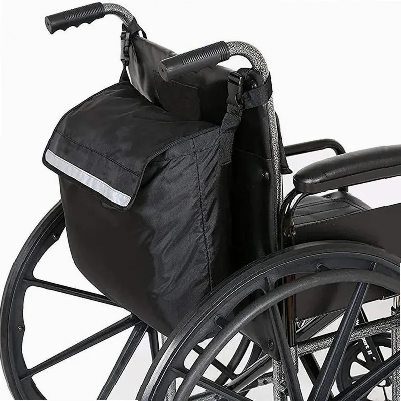 Large Capacity Wheelchair Storage Bag for Hand Push & Electric Wheelchairs, Hanging Back Organizer with Heavy Duty Design