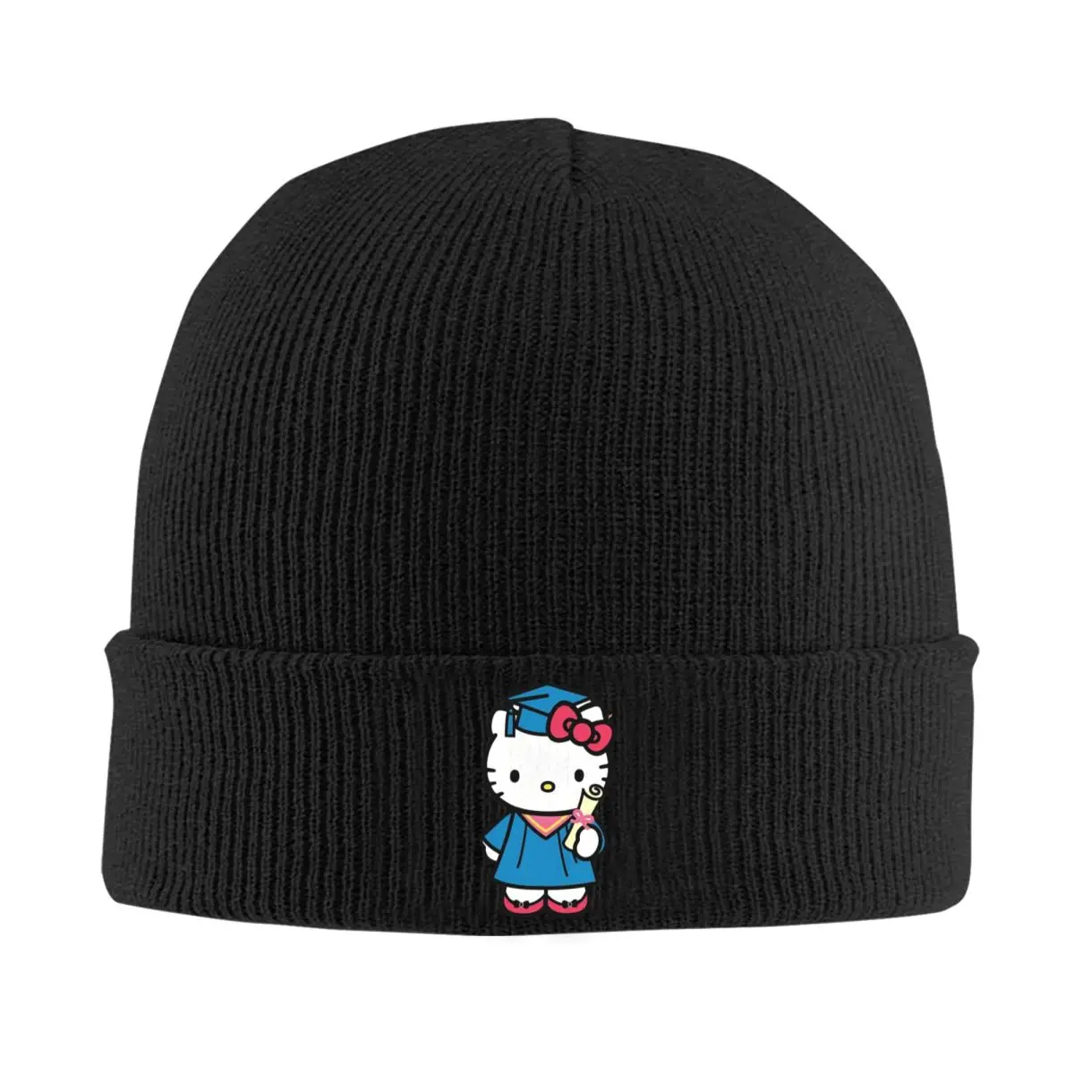 Hello Kitty Graduated Beanie Hats Bonnet Hats Men Women Unisex Fashion Gym Knit Hat Winter Design Elastic Caps