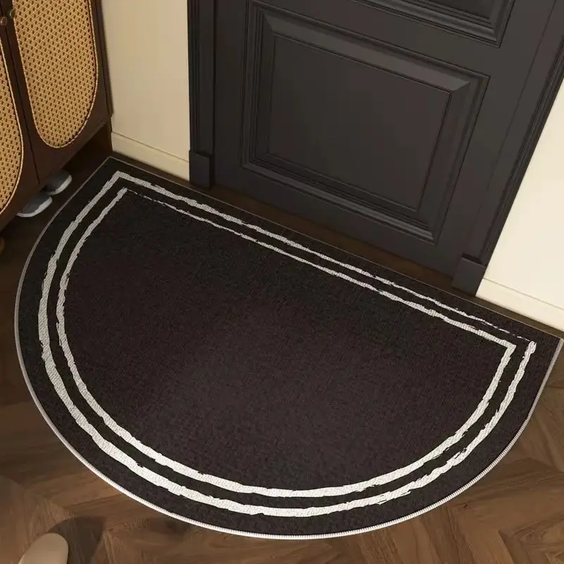 VIKAMA Black White Greek Key Border Door Mat Stain Resistant Non Slip Indoor Non Slip Backing Home Organization Home Decor