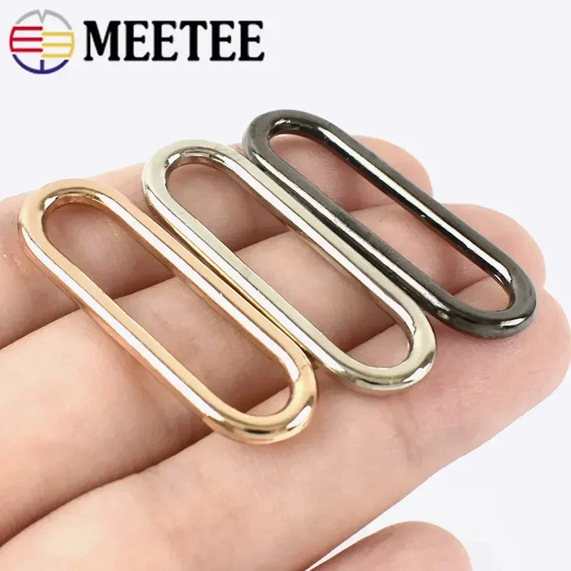 10Pcs Meetee 15mm-60mm O Ring Seamless Oval Metal Buckles for Shoes Luggage Handbag Rings Egg Button DIY Hardware Accessories