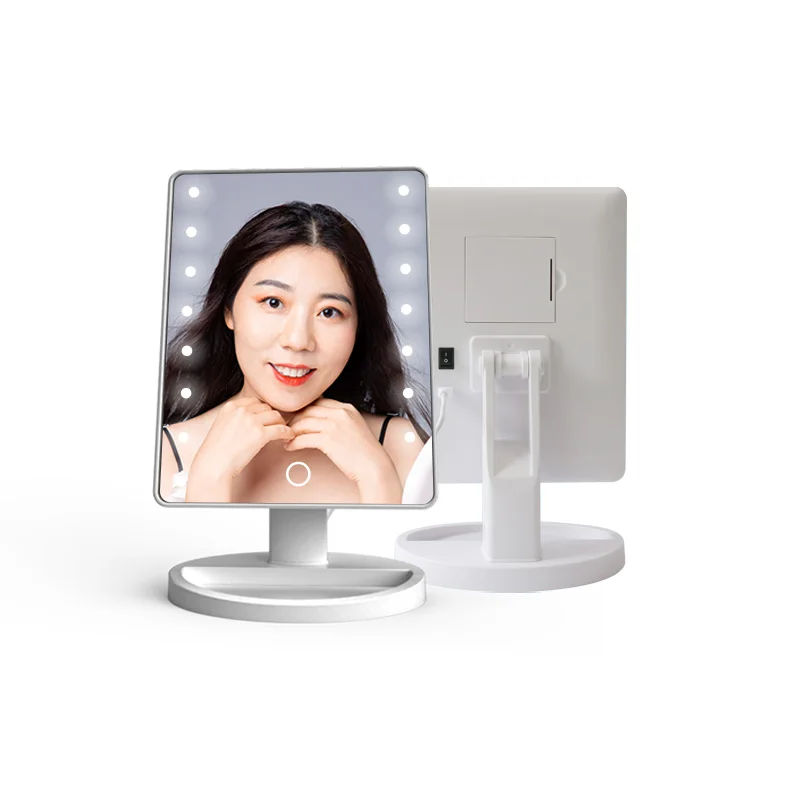 Missmeeca Desktop Led 180 Graden Spiegel Met Instelbare Helderheid Slimme Sensor Swith Spiegel Met Opslagruimte Make-Up Spiegel