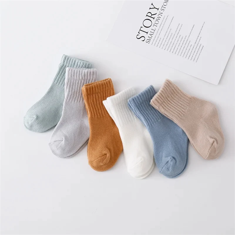 

lawadka 6Pairs/set 0-12Month Newborn Baby Boy Girl Sock Cotton Solid Soft Infant Socks for Girls Boys Spring Autumn Korea Style