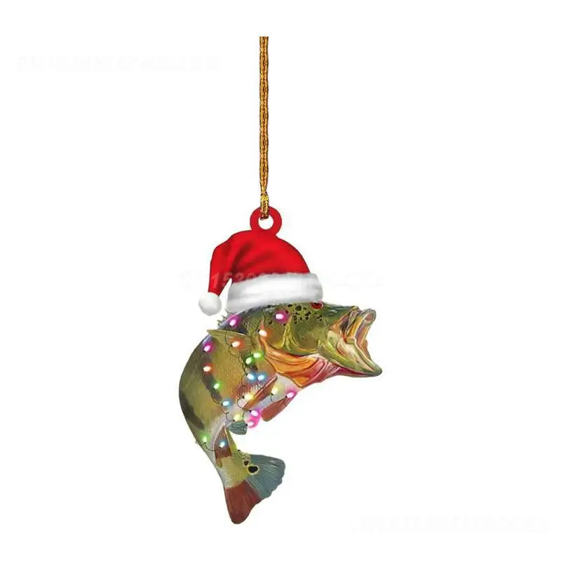 Christmas Decoration High Quality Festival Theme Vibrant Green Perch Hanging Ornament Fishing Decoration Holiday Accessories