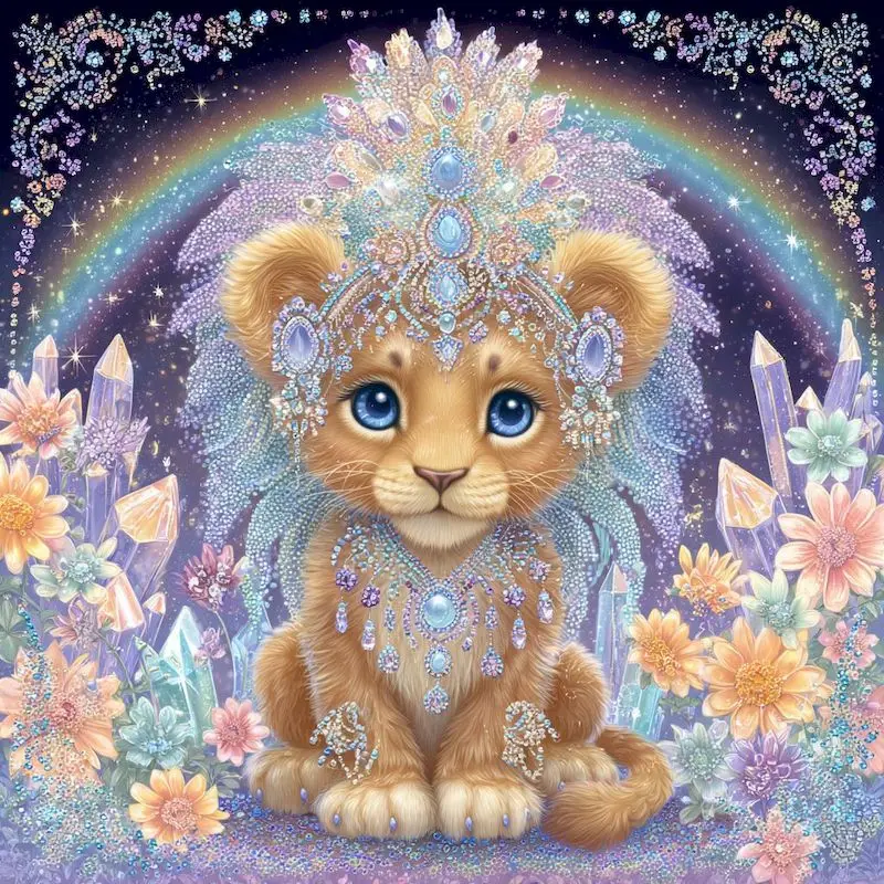 

RUOPOTY Lion Diamond Painting Wall Art Rhinestone Of Picture Animal Full Round/Square Abstract For Adults Decorative Paintings