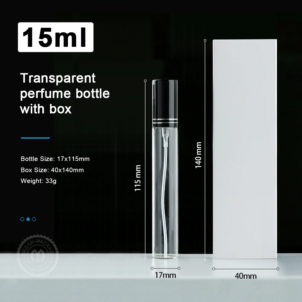 30PCS 50PCS 15ml Perfume Glass Spray Bottles Dual-line Press-type Atomizing Aluminum Sprayers With Exquisite Boxes