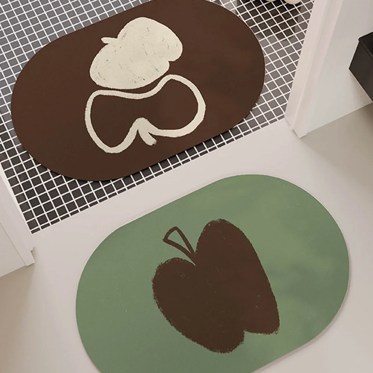 Bathroom Mat Abstract Apple Carpet PVC Non-slip Toilet Rug Absorbent Quick-drying Diatom Mud Rugs Bath Mat Home Decoration 바닥매트