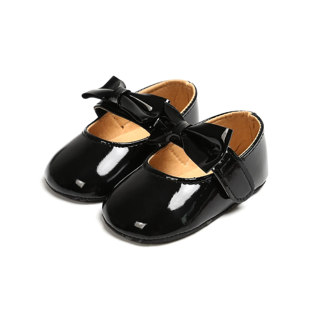 أحذية نسائية للأطفال حديثي الولادة أحذية أطفال من البولي يوريثان بفيونكة مضادة للانزلاق أحذية تنورة الأميرة الكلاسيكية أحذية المشي الأولى للأطفال