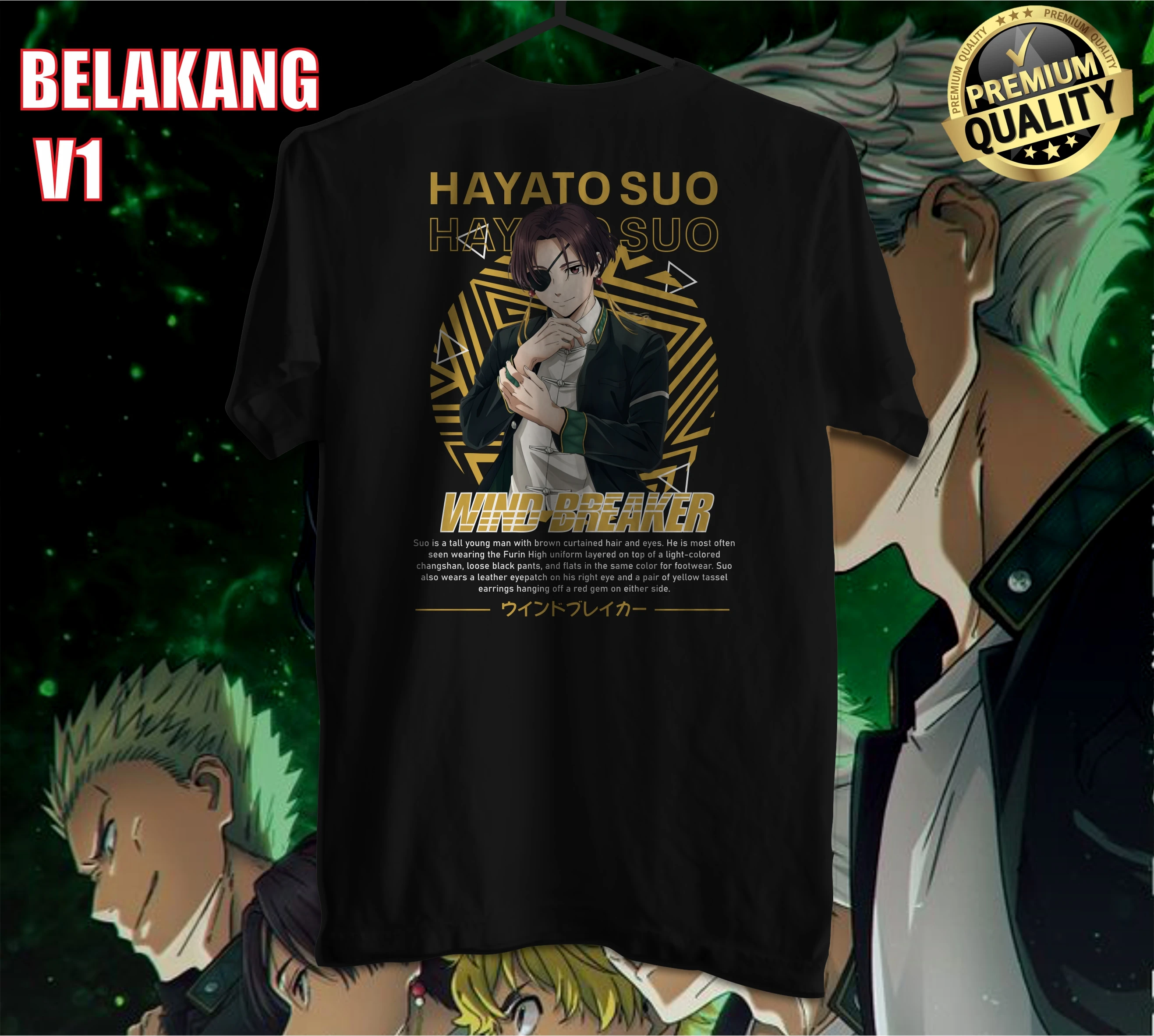 Kaos Tshirt Baju Anime Wind Breaker Hayato Suo Windbreaker  Haruka Sakura  Kotoha Tachibana  Hajime Umemiya  Furin Highschool