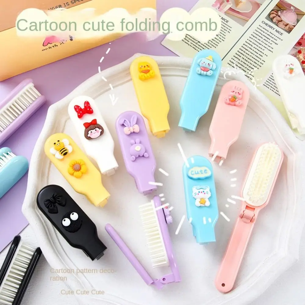 Mini Cartoon Long Hair Comb 3D pattern Anti Static Hair Massage Comb Durable Square Pocket Comb Lady