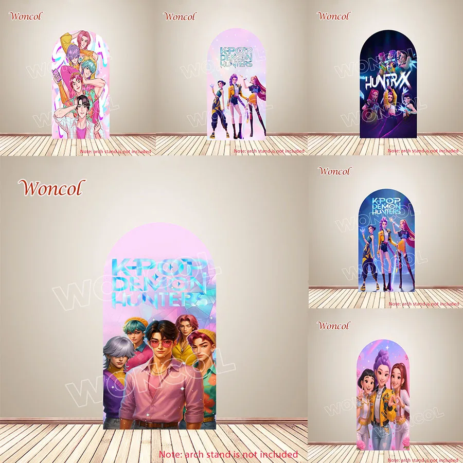 KPop شيطان الصيادين قوس غطاء رومي زوي ميرا صورة خلفية البوليستر على الوجهين ساجا بنين قوس خلفية عيد ميلاد ديكور الدعامة #1