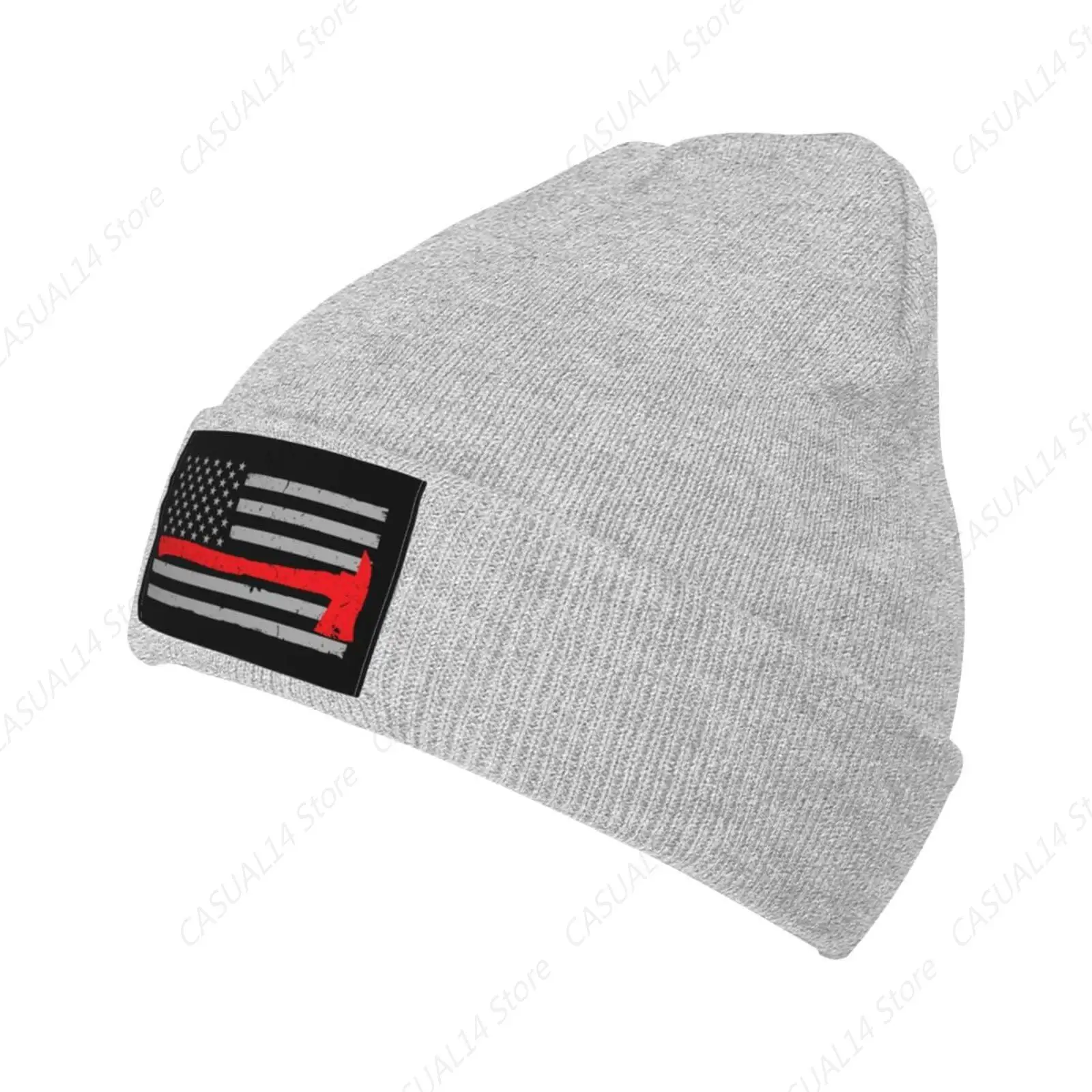 Firefighter Axe Red Line Flag Knit Hat Adult Beanie Hat Outdoor Warm Autumn Winter Knitted Hat Basis Skull Cap