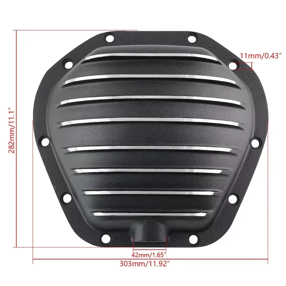 Differential Parts 10-Bolt Rear Black Differential Cover Wear Resistant Sturdy Convenient For Dana 60 Dodge Ford Chevrolet