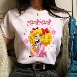 T-shirt Candy Candy Kawaii Casual girocollo a maniche corte da donna alla moda allentata a maniche corte abbigliamento da donna alla moda