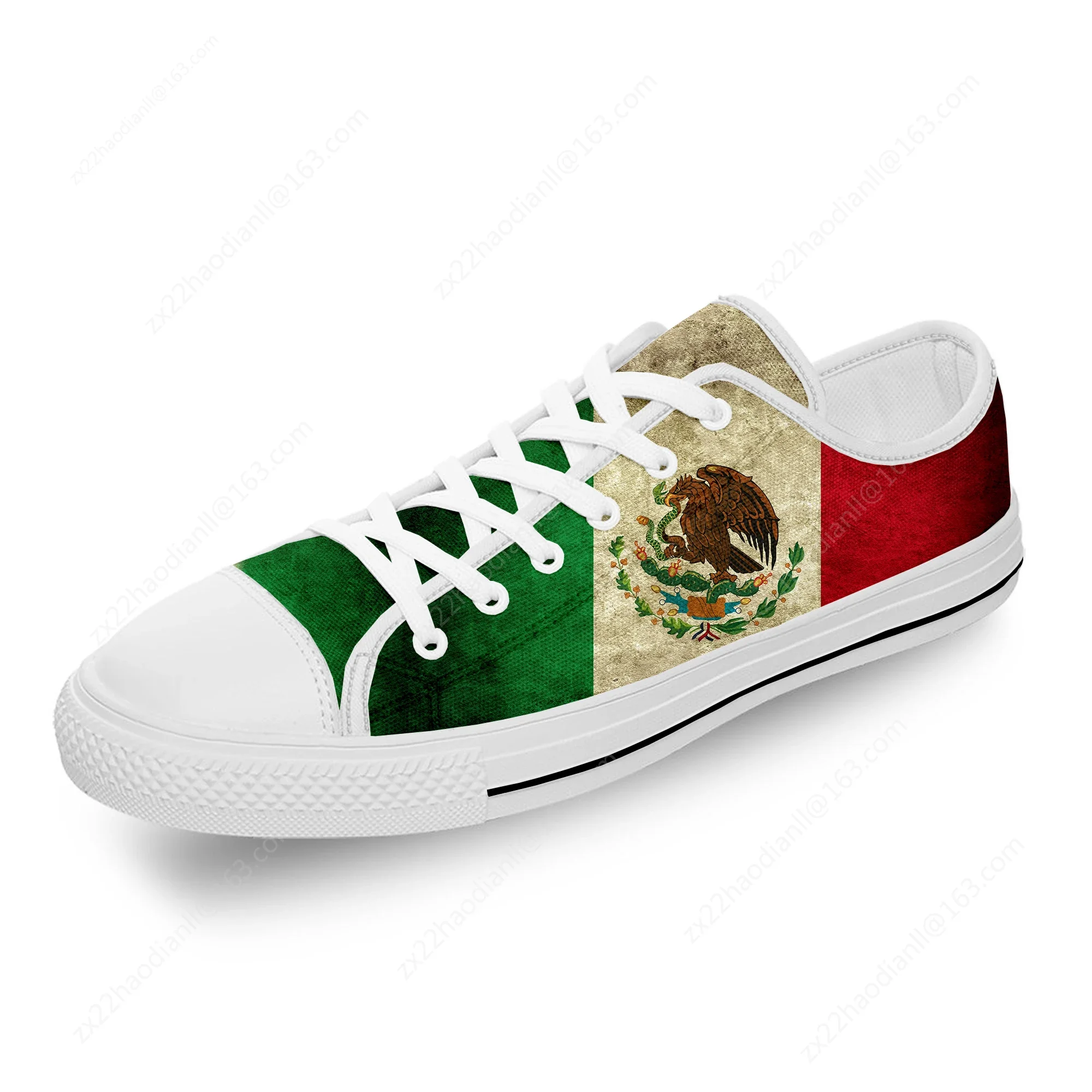 Mexico Mexican Flag Patriotic Cool White Cloth Fashion 3D Print Low Top Canvas Shoes Men Women Lightweight Breathable Sneakers