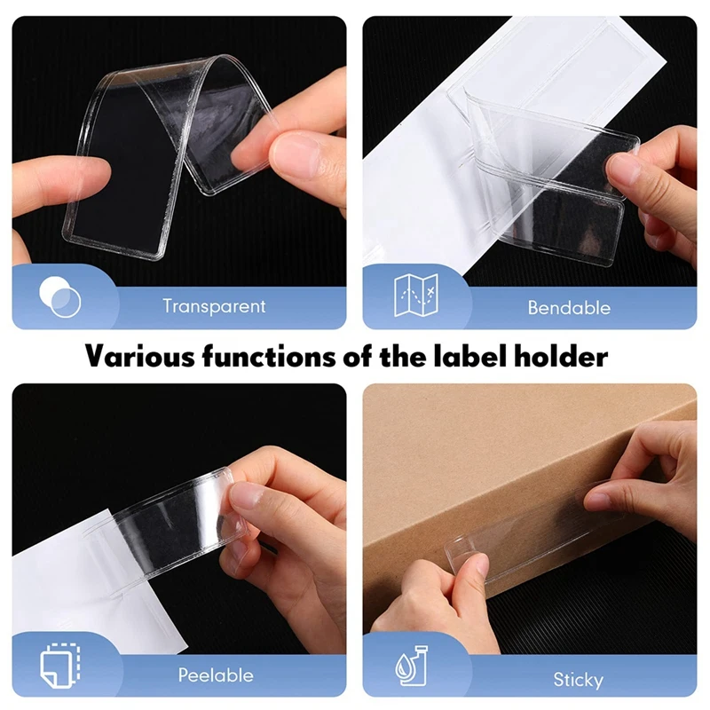 Holders Adhesive Shelf Tag 1.2 X 4.3 Inch Clear Shelf Tag Card Pockets Drawers For Supermarket (60 Pack)