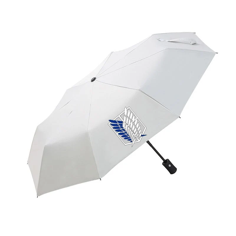 Black White,Shingeki no kyojin,Attack On Titan,Anime,Windproof Anti-UV,Automatic Rain Compact Umbrella for Woman Man