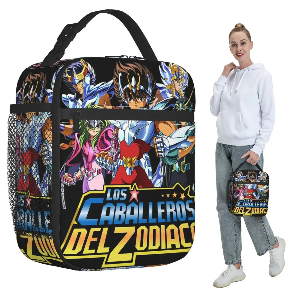 Knights Of The Zodiac Saint Seiya Insulated Lunch Bag Kids School Cooler Thermal Food Box Tote Leakproof Lunch Boxes Container