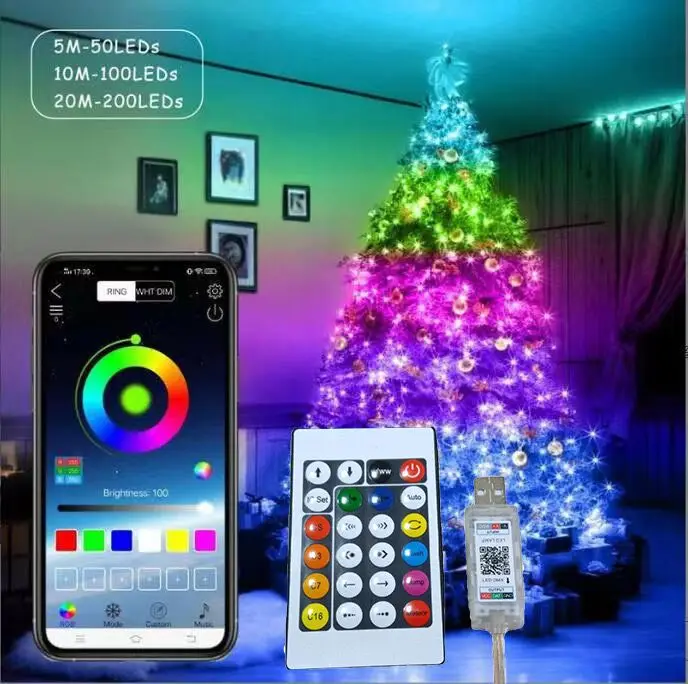 Smart Fairy RGB String Light USB Waterproof String Light with App Control DIY Color Changing Sync to Voice & Music&Timer Outdoor