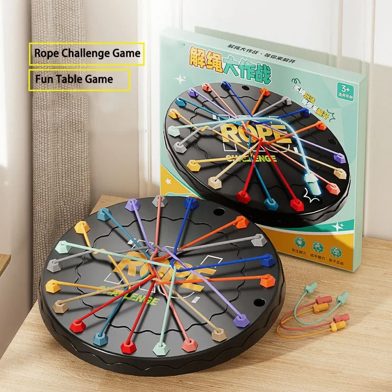 Rope Challenge Game Puzzle Toys Colorful Elastic Rope Untie Challenge Logical Thinking Training Parent Child Interactive Games