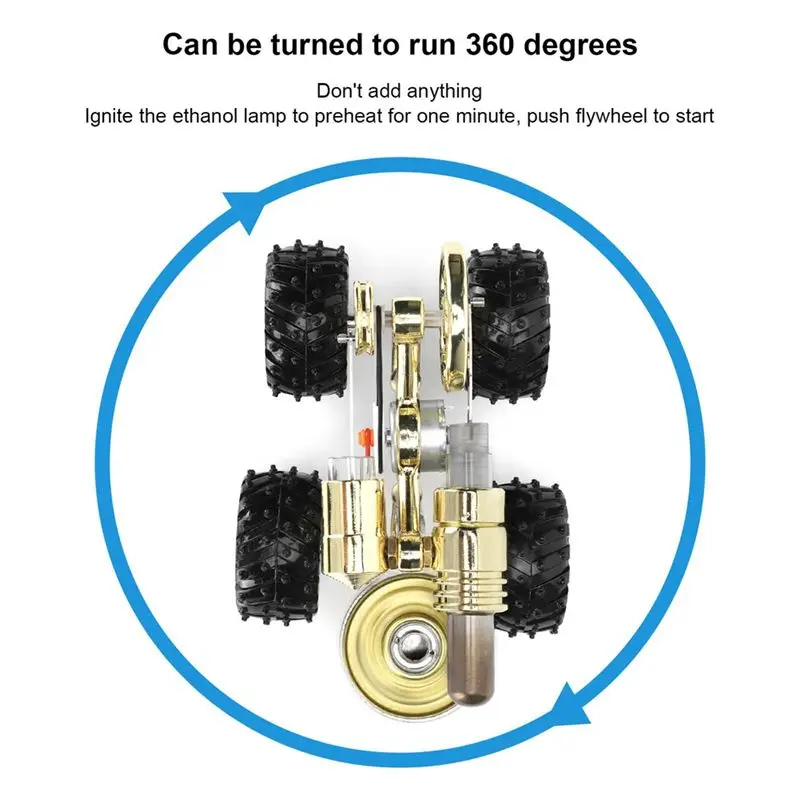 (AIMA) Stirling Engine Model Car Motor Educational Physics Science Experiment Toy Gift Steam Power Experimental Toy