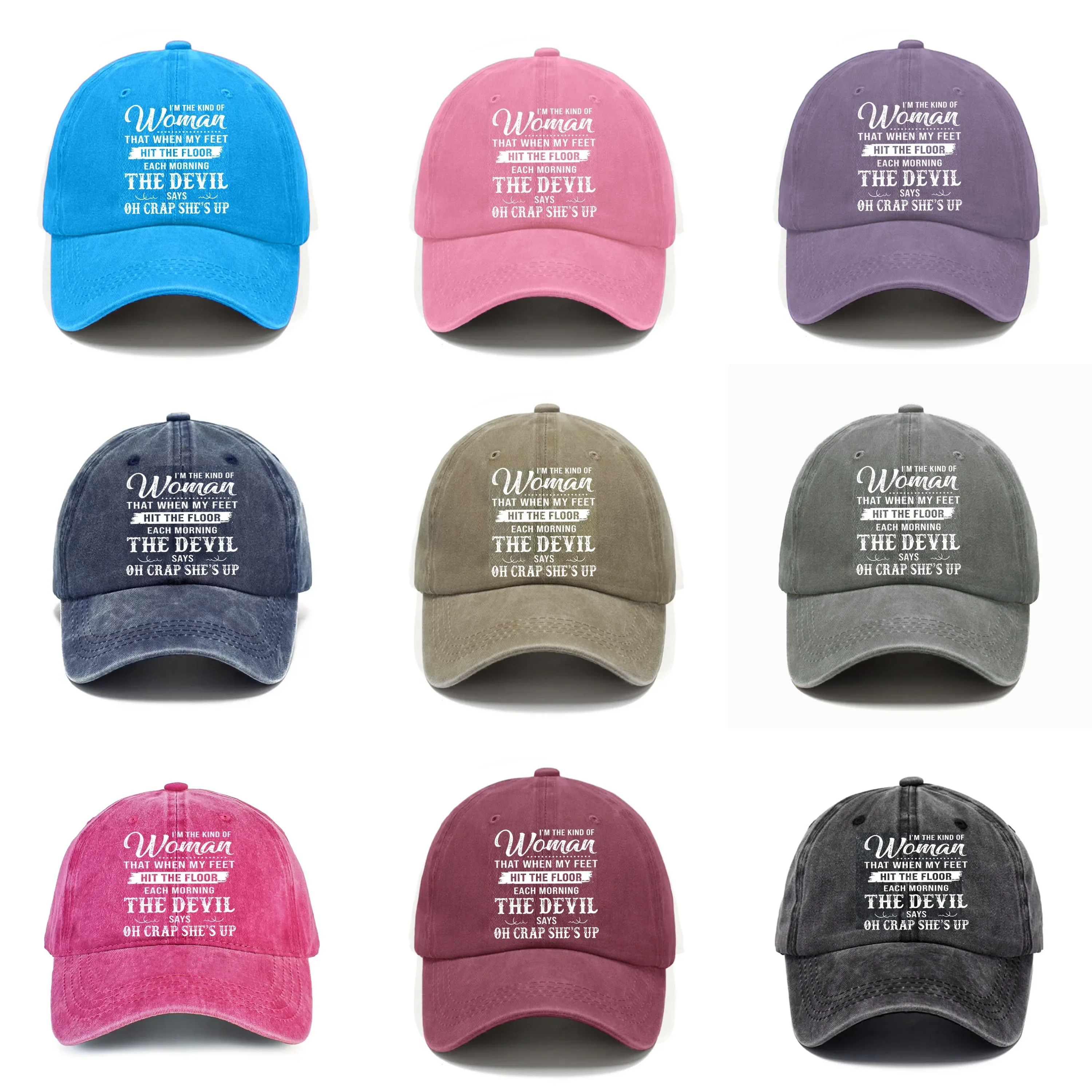Customization Hats Women's Vintage Washed Baseball Cap With Funny 