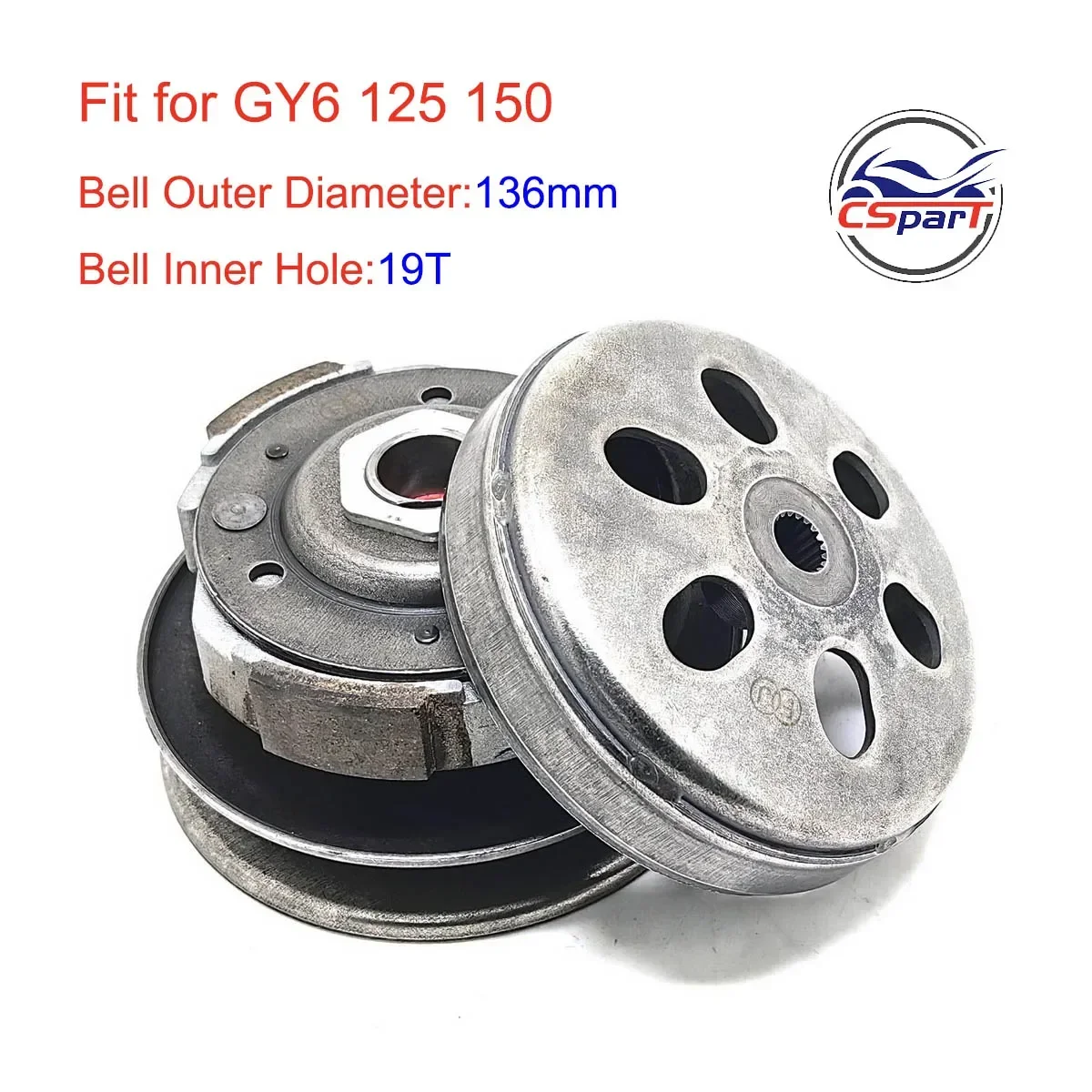 

136MM 19T GY6 Clutch Assembly 125CC 150CC 152QMI 157QMJ Baotian Jmstar Jonway SunL Taotao Kazuma Scooter ATV Buggy Parts