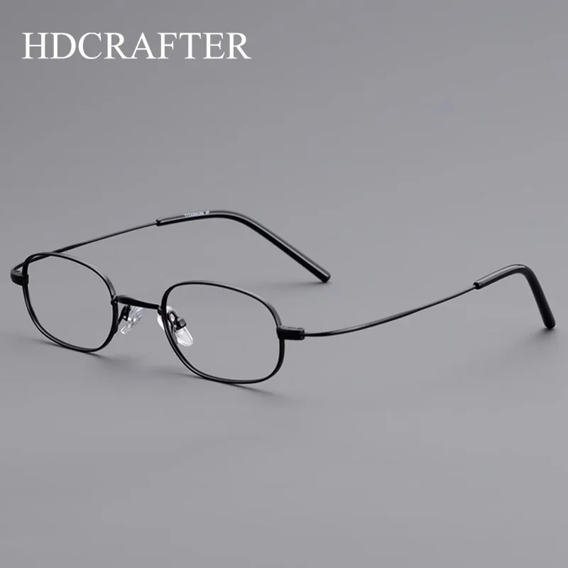 

HDCRAFTER ультра-легкие маленькие очки в оправе для мужчин, роскошные очки из чистого титана для оптической близорукости, очки по рецепту, женские оправы для очков