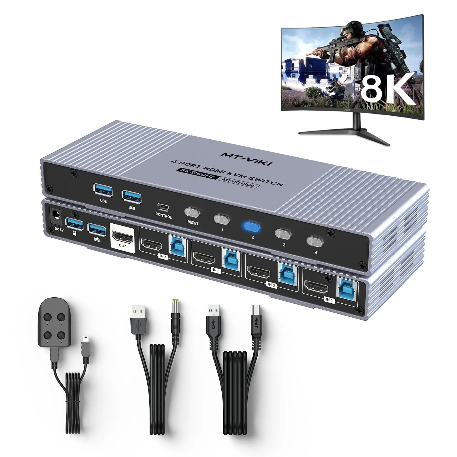 

8K 4K HDMI KVM Switch 4 Port 8K 60HZ 4 in 1 Out, MT-VIKI HDMI KVM Switch 8K 60HZ 4K 120HZ 2 in 1 Out 4 in 1 Out, 4X1 2X1