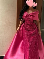 Oisslec Prom Dress Elegant Vintage Sweet Red  Beads Bow Champagne Customized Formal Occasion Prom Dress Evening Party Gowns